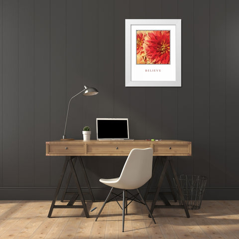 Believe Flowers White Modern Wood Framed Art Print by Love, Maureen