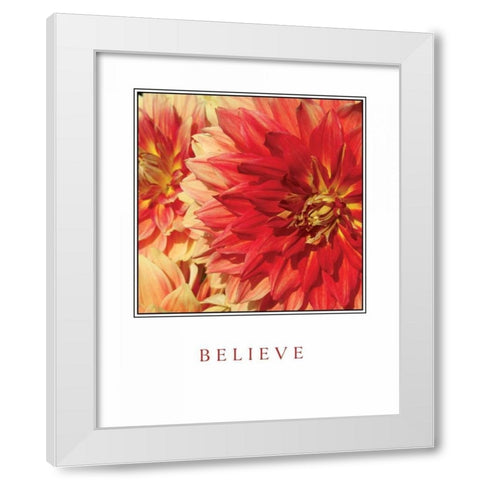 Believe Flowers White Modern Wood Framed Art Print by Love, Maureen