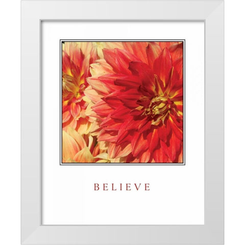 Believe Flowers White Modern Wood Framed Art Print by Love, Maureen