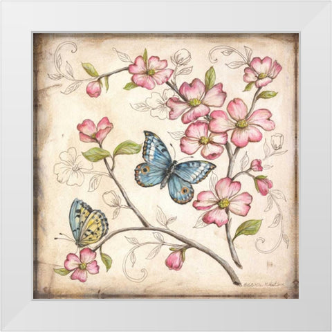 Le jardin Butterfly I White Modern Wood Framed Art Print by McRostie, Kate