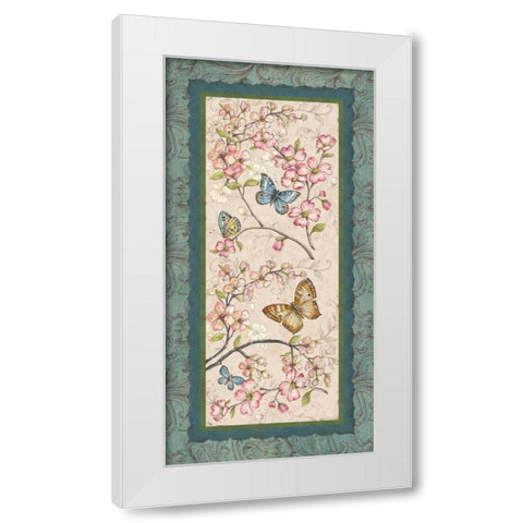 Le Jardin Butterfly Panel I White Modern Wood Framed Art Print by McRostie, Kate