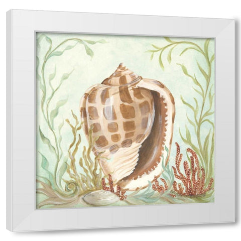 Seashells and Coral I White Modern Wood Framed Art Print by McRostie, Kate
