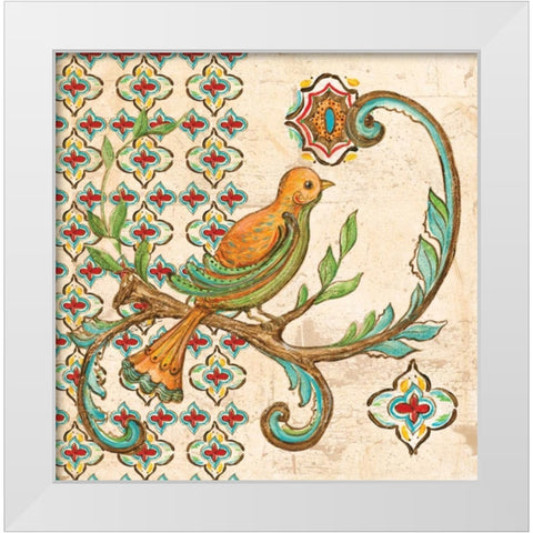 Treetop Bird I White Modern Wood Framed Art Print by McRostie, Kate
