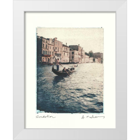 Gondolier White Modern Wood Framed Art Print by Melious, Amy