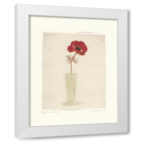 Red Anemones I White Modern Wood Framed Art Print by Melious, Amy