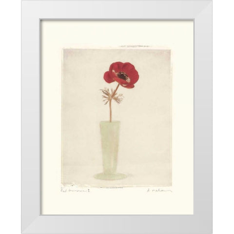Red Anemones I White Modern Wood Framed Art Print by Melious, Amy