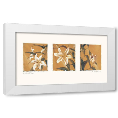 White Lilies White Modern Wood Framed Art Print by Melious, Amy