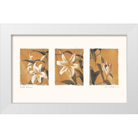 White Lilies White Modern Wood Framed Art Print by Melious, Amy