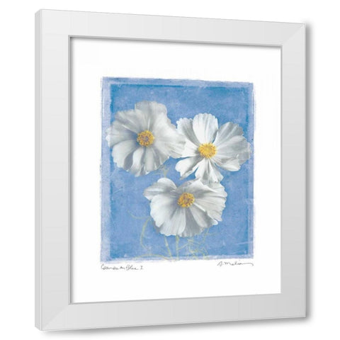 Cosmos on Blue I White Modern Wood Framed Art Print by Melious, Amy