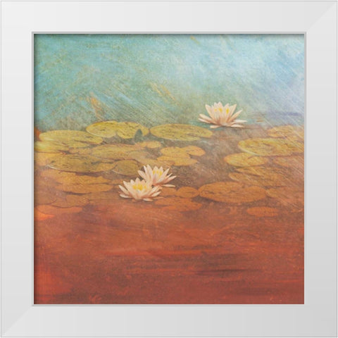Pond Lilies I White Modern Wood Framed Art Print by Melious, Amy