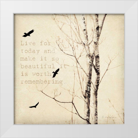 Birds and Branches II White Modern Wood Framed Art Print by Melious, Amy