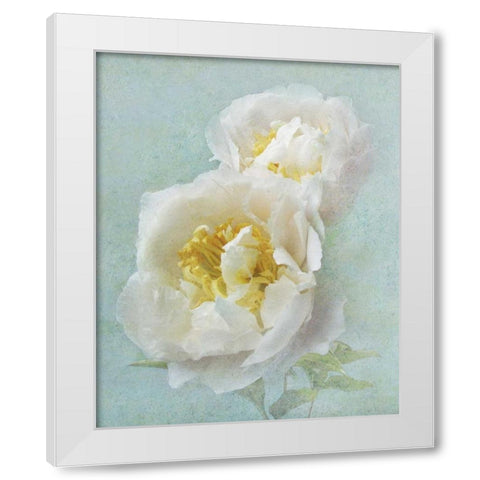 Aqua Floral III White Modern Wood Framed Art Print by Melious, Amy