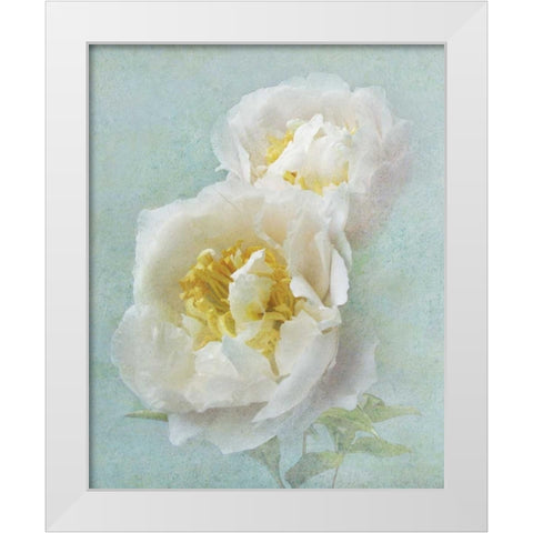 Aqua Floral III White Modern Wood Framed Art Print by Melious, Amy