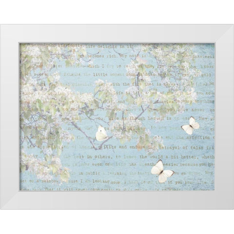 Blossoms and Butterflies I White Modern Wood Framed Art Print by Melious, Amy