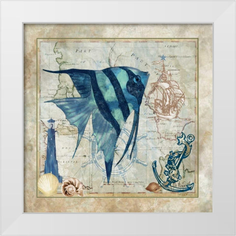 Nautical Fish I White Modern Wood Framed Art Print by Meyer, Jill