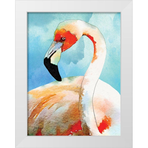 Amazing Flamingos II White Modern Wood Framed Art Print by Meyer, Jill