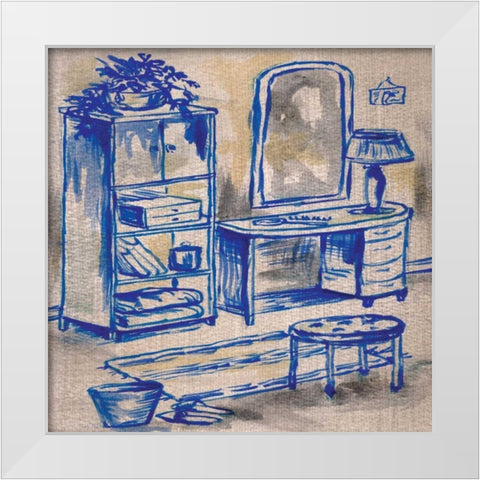 Deep Blue Bath II White Modern Wood Framed Art Print by Ferry, Margaret