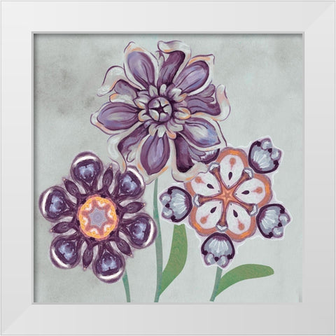 Posies In Purple I White Modern Wood Framed Art Print by Ferry, Margaret