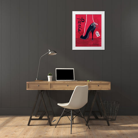 High Heels Paris White Modern Wood Framed Art Print by Matla, Jennifer