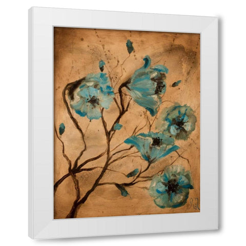 Blue Poppies I White Modern Wood Framed Art Print by Monahan, Jodi