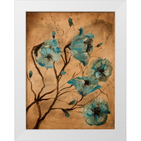 Blue Poppies I White Modern Wood Framed Art Print by Monahan, Jodi