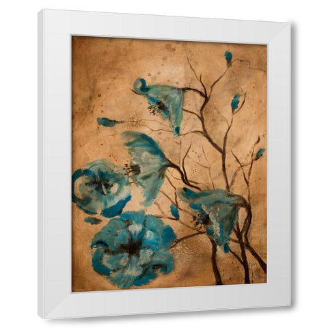 Blue Poppies II White Modern Wood Framed Art Print by Monahan, Jodi