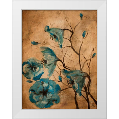 Blue Poppies II White Modern Wood Framed Art Print by Monahan, Jodi