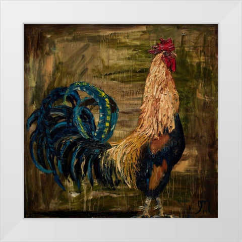 Young Rooster I White Modern Wood Framed Art Print by Monahan, Jodi