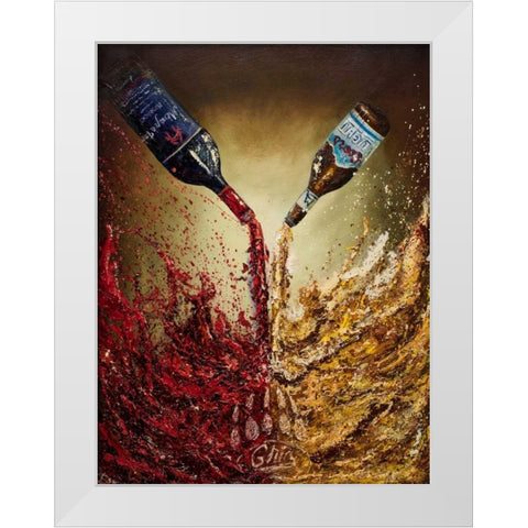 Pouring it Down White Modern Wood Framed Art Print by Monahan, Jodi