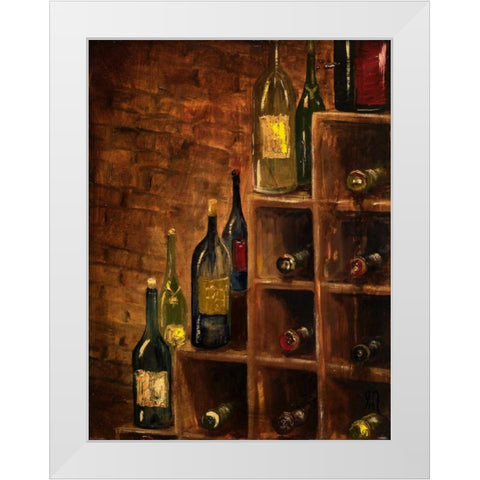 Racked Wine White Modern Wood Framed Art Print by Monahan, Jodi
