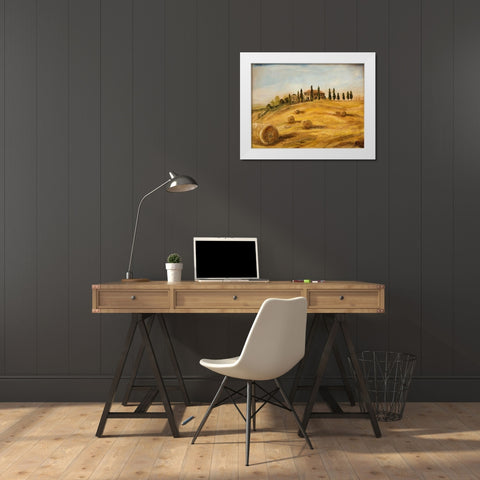 Tuscan Hayfield White Modern Wood Framed Art Print by Monahan, Jodi