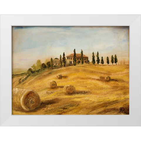 Tuscan Hayfield White Modern Wood Framed Art Print by Monahan, Jodi