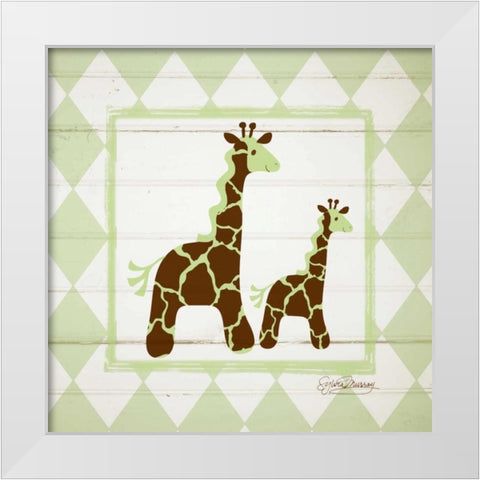 Giraffes White Modern Wood Framed Art Print by Murray, Sylvia