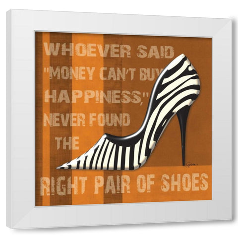 Zebra Shoe White Modern Wood Framed Art Print by Murray, Sylvia