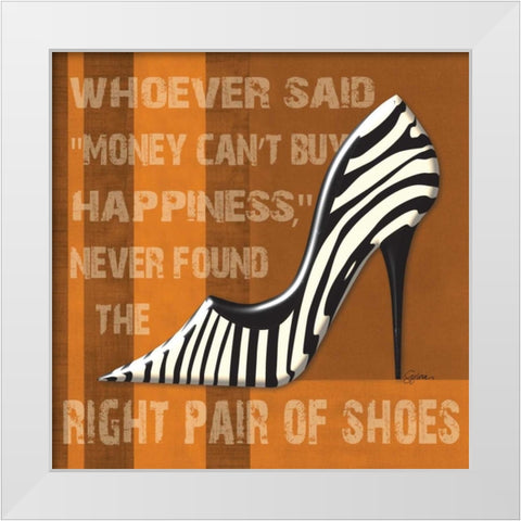 Zebra Shoe White Modern Wood Framed Art Print by Murray, Sylvia