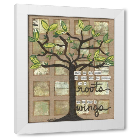 Roots And Wings White Modern Wood Framed Art Print by Martin, Monica