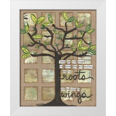 Roots And Wings White Modern Wood Framed Art Print by Martin, Monica