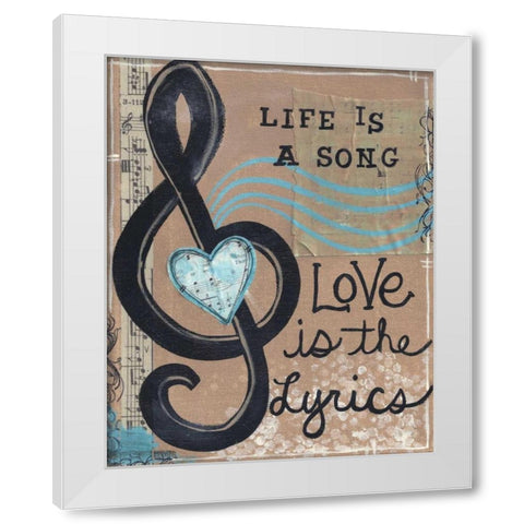 Life Is A Song White Modern Wood Framed Art Print by Martin, Monica