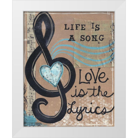 Life Is A Song White Modern Wood Framed Art Print by Martin, Monica