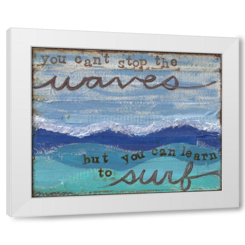 Waves Surf White Modern Wood Framed Art Print by Martin, Monica