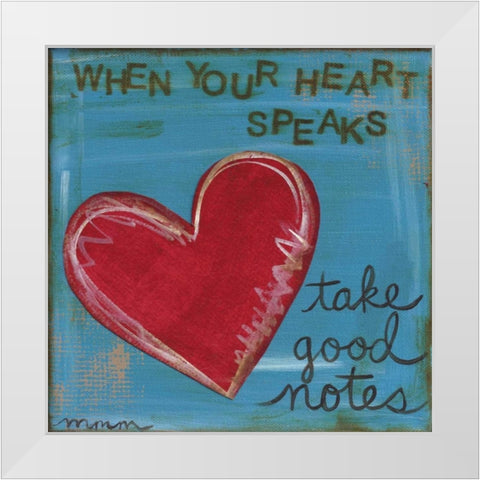 Heart Speaks White Modern Wood Framed Art Print by Martin, Monica