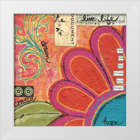 Live Life White Modern Wood Framed Art Print by Martin, Monica