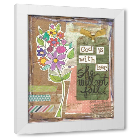 God Is With Her White Modern Wood Framed Art Print by Martin, Monica