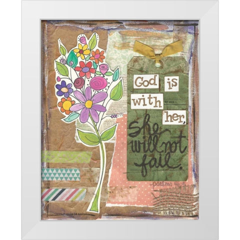 God Is With Her White Modern Wood Framed Art Print by Martin, Monica
