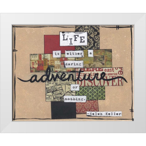 Life Is An Adventure White Modern Wood Framed Art Print by Martin, Monica