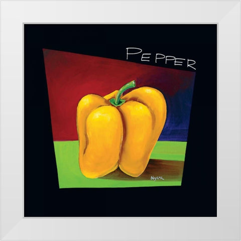 Yellow Pepper White Modern Wood Framed Art Print by Naylor, Mary