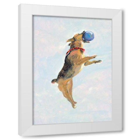 Playful Pups I White Modern Wood Framed Art Print by Nicholas, Debbie