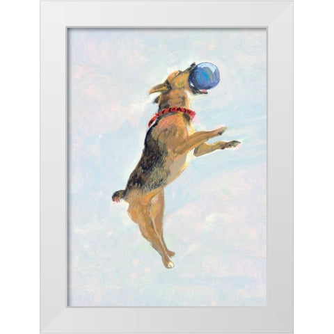 Playful Pups I White Modern Wood Framed Art Print by Nicholas, Debbie