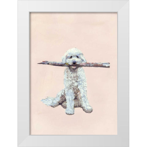 Playful Pups II White Modern Wood Framed Art Print by Nicholas, Debbie