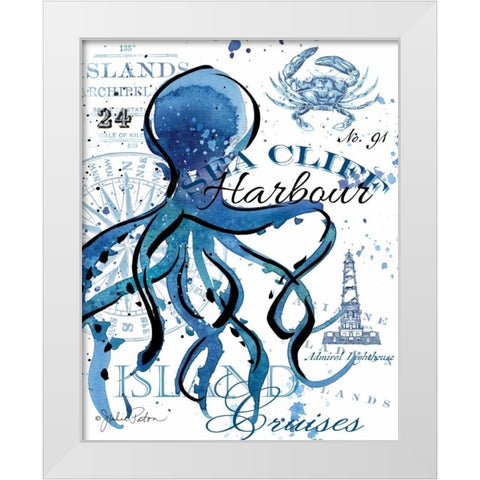 Sea Cliff Octopus White Modern Wood Framed Art Print by Paton, Julie